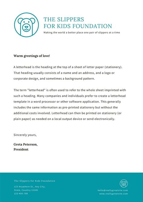 officail charity letter letterhead template|Charity Letterhead Templates in Word .